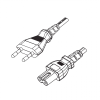 意大利2-Pin插头to IEC 320 C7 八字尾 AC电源线组-PVC线材 (Cord Set) 1.8 米黑色 (HVVH2-F 2X0.75mm² )