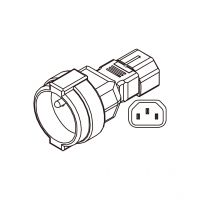 AC转接头, IEC 320 Sheet E 转法国 3转3-Pin, 10A 250V