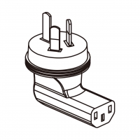 AC转接头, 澳洲规 弯头转IEC 320 C13 连接器, 3转3-Pin, 10A 250V