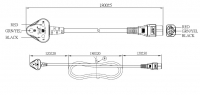 印度3-Pin弯头插头转 IEC 320 C5米老鼠 / 梅花尾 AC电源线组-PVC线材 (Cord Set) 1.8 米黑色 (YY 3G 0.75mm² 圆线 )