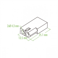 塑料连接器 25.1mm X 13.5mm X 2 X Ø4.3mm 2 Pin