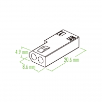 塑料连接器 20.6mm X 8.6mm X 4.9mm 2 Pin