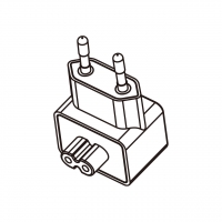 AC转接头, 欧规 (欧标)弯头转IEC 320 C7连接器, 2转2-Pin, 2.5A 250V