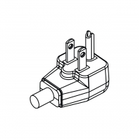 美规(美标)NEMA 5-15P 弯式 AC插头2 P/ 3 芯 (U 型接地Pin) 15A 125V