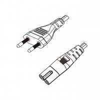 巴西2-Pin插头转 IEC 320 C7 八字尾 AC电源线组-PVC线材 (Cord Set) 1.8 米黑色 (H03VVH2-F 2X0.75mm² )