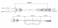 中国2-Pin 插头转 IEC 320 C7 八字尾 AC电源线组- 成型PVC线材(Cord Set) 1.8 米黑色 (60227 IEC 52 2X 0.75mm² )