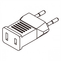 AC转接头, 欧规 (欧标)插头转美国 NEMA 1-15R连接器 2转2-Pin