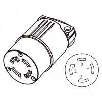 美规工业锁固连接器	(NEMA L15-30R) 4芯直式, 3 P, 4芯接地, 30A, 3 Phase  250V