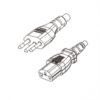 巴西3-Pin插头转 IEC 320 C13品字尾 AC电源线组-PVC线材 (Cord Set) 1.8 米黑色 (HVV-F 3G 0.75mm² )