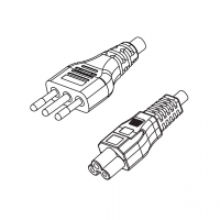 意大利3-Pin插头转 IEC 320 C5米老鼠 / 梅花尾 AC电源线组-HF超声波成型-无卤线材 (Cord Set ) 1.8 米黑色 (H03Z1Z1-F 3X0.75mm² )