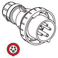 IEC 309 插头5 芯 4P 5W, IP 67 防水密封型 16A 200V/346~240V/415V