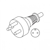 丹麦3-Pin 直式 AC插头, 10~16A 250V