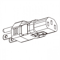 AC转接头, 美规 (美标)转IEC 320 C13 连接器, 3转3-Pin, 10A 125V