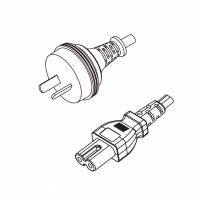 澳规 2-Pin插头转 IEC 320 C7 八字尾 AC电源线组-PVC线材 (Cord Set) 1.8 米黑色 (H03VVH2-F 2X0.75mm² )