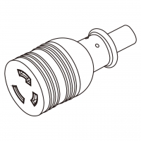 美规 (美标)AC电源线防松脱连接器 (L5-30R) 2 P 3 芯  接地, 30A 125V