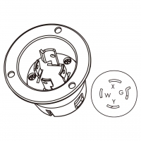 美规 (美标)防松脱 Flanged插座 NEMA L14-20P, 3 P 4芯接地 20A 125V/250V