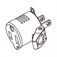 AC转接头, 美规 (美标)NEMA 1-15P 插头转NEMA 5-15R连接器, 2转3-Pin