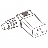 IEC 320 C19 AC电源线连接器 3 芯 右弯20A 250V