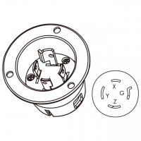 美规 (美标)防松脱 Flanged插座 NEMA L15-20P, 3 P 4芯接地 20A 3Ø 250V