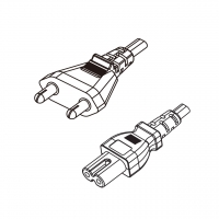 印度3-Pin插头转 IEC 320 C7 八字尾 AC电源线组-HF超声波成型-无卤线材 (Cord Set ) 1.8 米黑色 (HZ1Z1H2-F 2X0.75mm² )
