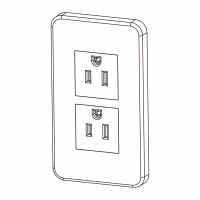 美规 (美标)NEMA 5-15P, 2 位插座加面板15A 125V