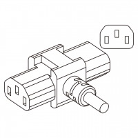 T Shape IEC 320 C13母座 + Sheet E 插头AC电源线连接器 3 芯 10A 250V