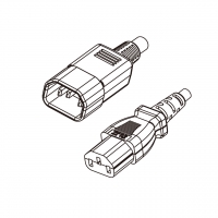 日本3-Pin IEC 320 Sheet E 品字三脚插头 转 C13品字尾 AC电源线组-HF超声波成型-无卤线材 (Cord Set ) 1.8 米黑色 (EM-ECTF 3X0.75mm² )