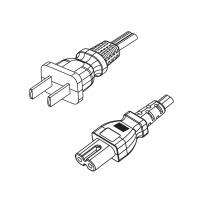 中国2-Pin插头转 IEC 320 C7 八字尾 AC电源线组-PVC线材 (Cord Set) 1.8 米黑色 60227 IEC 52 (RVV300/300) 2X0.75mm²