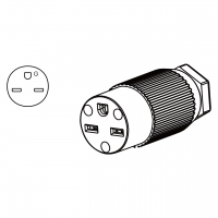 美规工业连接器	(NEMA 6-15R)3芯直式, bladed grab 线型 . 2 P, 3芯接地, 15A 250V