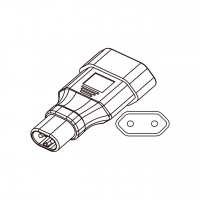 AC转接头, IEC 320 Sheet C 插头连接器转欧规 (欧标), 2转2-Pin, 2.5A 250V