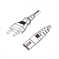 意大利2-Pin插头to IEC 320 C7 八字尾 AC电源线组-PVC线材 (Cord Set) 1.8 米黑色 (H03VVH2-F 2X0.75mm² )