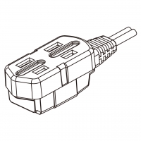 美规 (美标)(NEMA 1-15R) 三位带线排插 , 2 P, 2 芯  非接地