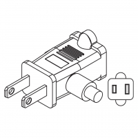 美规(美标)NEMA 1-15P/R T 型 AC插头2 P/ 2 芯 不接地 15A 125V