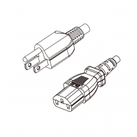 日本3-Pin插头转 IEC 320 C13品字尾 AC电源线组-HF超声波成型-无卤线材 (Cord Set ) 1.8 米黑色 (OOCTF/F 3X0.75mm² )