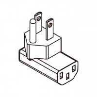AC转接头, 美规 (美标) 弯头转IEC 320 C13 连接器, 3转3-Pin, 10A 125V
