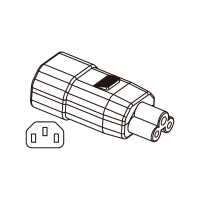 AC转接头, IEC 320 Sheet E 插头连接器转IEC 320 C5 连接器, (适用笔电), 3转3-Pin,