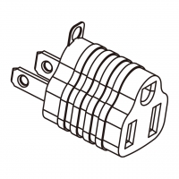 AC转接头, 美规 (美标)NEMA 1-15P 插头转NEMA 5-15R连接器,  2转3-Pin