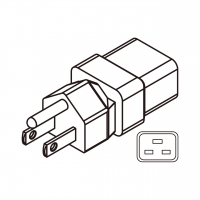 AC转接头, 美规 (美标)转 C19 连接器, 3转3-Pin, 15A 125V