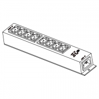 IEC 320 C14 转 Sheet F排插/插线板/ 拖线板/接线板 3 脚 8 插位10A 250V