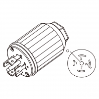 美规工业锁固插头	(NEMA L21-20P) 5 芯直式 , 4 P, 5芯接地 20A, 3 Phase  Y 120/208V