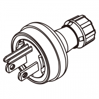 美规工业插头	(NEMA 5-15P)3芯直式,2 P, 3 Wire,  15AWG, 15A 125V