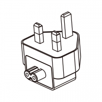 AC转接头, 英规 (英标)弯头转IEC 320 C7连接器, 3转2-Pin, 2.5A 250V