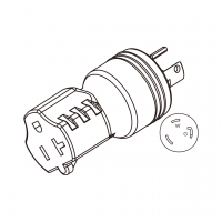 AC转接头, NEMA L5-30P Twist Locking转NEMA 5-20R, 2 P 3芯接地, 3转3-Pin, 30A转15A/20A 125V