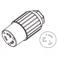 美规工业锁固连接器	(NEMA L6-20R) 3芯直式, 2 P, 3芯接地, 20A 250V