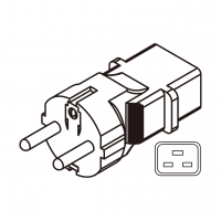 AC转接头, 欧规 (欧标)转IEC 320 C19 连接器, 3转3-Pin, 16A 250V