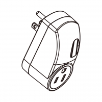 日本智慧触控AC转接头, 3-Pin 插头转旋转式插座 15A 125V