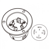 美规 (美标)防松脱 Flanged插座 NEMA L15-30P, 3 P 4芯接地 30A 3Ø 250V