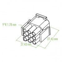 塑料连接器 27.43mm X 27.43mm X 9 * R 1.78mm 9 Pin