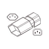 AC转接头, IEC 320 Sheet E 转瑞士 3转3-Pin, 10A 250V