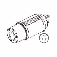 AC转接头, NEMA 5-15P转L5-20R Twist Locking, 2 P 3芯接地, 组装式, 3转3-Pin, 15A-20A 125V